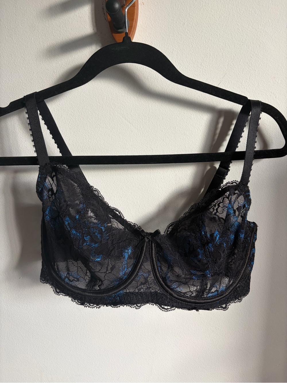 Change Lingerie Sheer Lace Underwire Bra - Black with Blue Accents